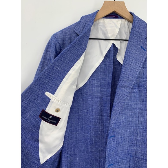 Marco Valentino Blazer Mens 42 Blue Reda Wool Linen Unstructured Italy - Picture 7 of 12
